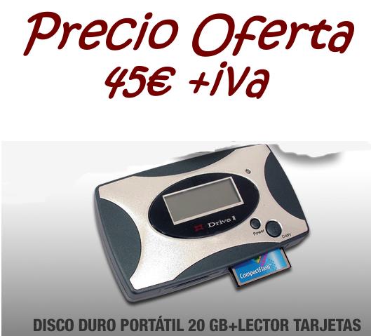 disco duro portatil 20gb con lector de tarjetas